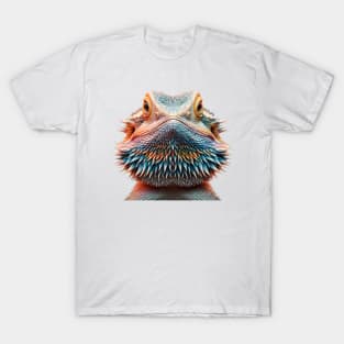 Bearded Dragon Headshot - Head on Multicolor T-Shirt